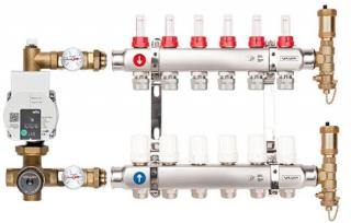 Sestava rozdělovač/sběrač BASE INOX K5 6088670 nerezový, se směšováním pro 4 okruhy