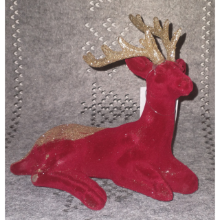 Figúrka jeleň vianočná červena 17x18cm