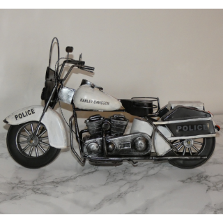 Kovová replika motocykla biela - (25,5x40,5x17cm)