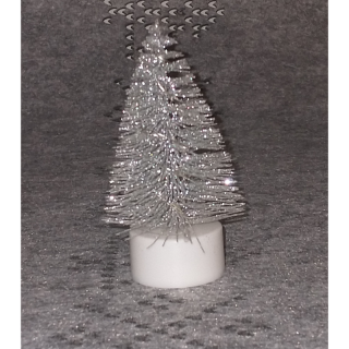 Vianočná dekorácia stromček strieborný 10x5cm