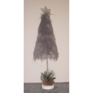 Vianočná dekorácia stromček strieborný kožušinový 41cm