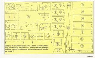 Papierový model Strih pre podvozok Lancia Beta Monte Carlo (Střihy pro podvozek Lancia Beta Monte Carlo)