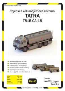 Papierový model - Vojenská vľlkoobjemová cisterna - Tatra 815 CA-18