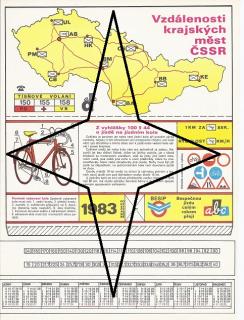 Papierový model Vzdialenosti krajských miest ČSSR- posuvný kalendár na rok 1983 (Vzdálenosti krajských měst ČSSR)