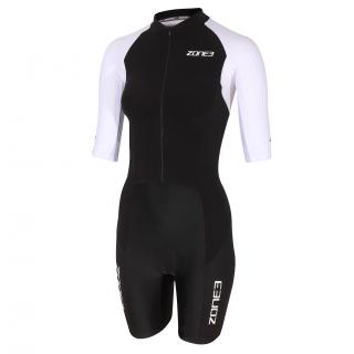 Women's Lava Long Distance Full Zip Short Sleeve Tri suit - Black/White/Green Veľkosť: L