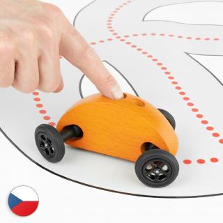 Autíčko Finger Car oranžové s pretekárskou dráhou