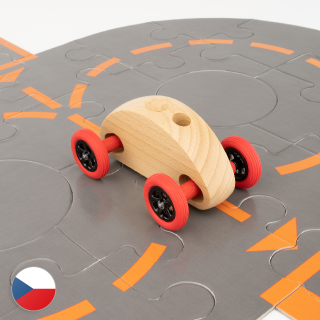 Autíčko Finger Car přírodní s puzzle skládačkou