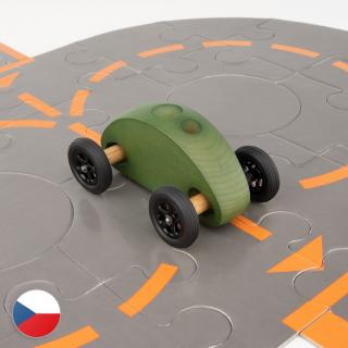 Autíčko Finger Car zelené s puzzle skladačkou