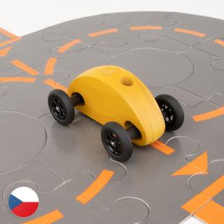 Autíčko Finger Car žluté s puzzle skládačkou