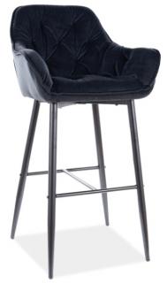Barová stolička CHERRY H-1 VELVET, látka BLUVEL 19 čierna