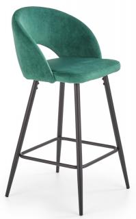 Barová stolička H-96, látka VELVET tmavá zelená