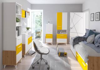 Detská izba HEY zostava 3, dub artisan/biela/žltá