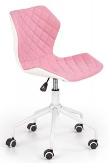 Detská stolička MATRIX 3, látka ružová/ekokoža biela