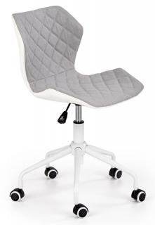 Detská stolička MATRIX 3, látka sivá/ekokoža biela