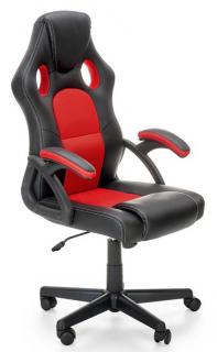 Kancelárska stolička BERKEL, ekokoža čierna/látka membránová -  červená