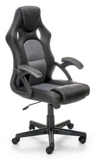 Kancelárska stolička BERKEL, ekokoža čierna/látka membránová - sivá