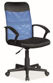 Kancelárska stolička Q-702, látka čierna/sieťovina modrá