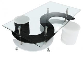 Konferenčný stolík RUPERT, biela/čierna/transparentná