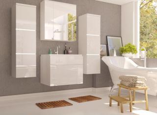 Kúpeľňa MASON zostava biela/biely extra vysoký lesk Doplnky: bez umývadla, LED osvetlenie: bez LED osvetlenia