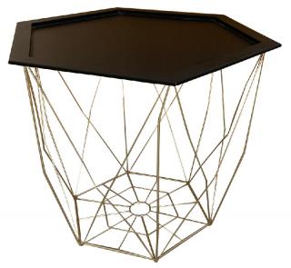 Príručný stolík BELOR, čierna/zlatá