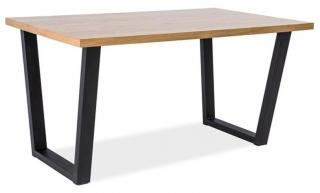 Stôl VALENTINO 150x90, masívne dubové drevo - dub/čierna