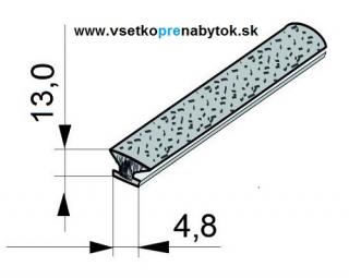 Štetina prachová 4,8 x 13 mm nasúvacia (šedá)