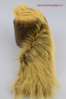Kožušinový lem, hnedý základ so žltou, vlas 60 mm (kožešinvoý lem 10 x 155 cm)