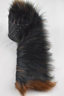 Kožušinový lem, melír- tm.hnedá, čierna, vlas 60mm ((10 x 155) - cm)