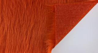 Umelá kožušina červeno oranžová (šířka 150 / vlas 60 mm)