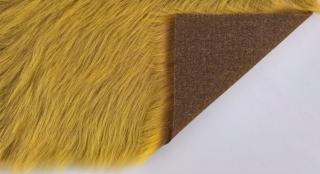 Umelá kožušina, žltá, vlas 60 mm, metráž (vlas 60 mm / šírka 150)
