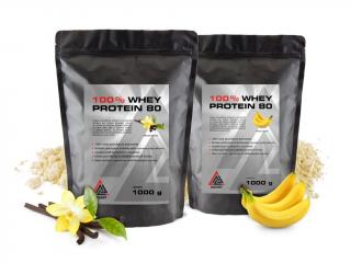 AKCIA 1+1 Proteín 100% Whey 80 VALKNUT 2 kg rôzne príchuti Príchuť: Banán + Banán, Obsah balenia: 2 x 1000 g