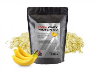 Proteín 100% Whey 80 srvátkový koncentrát VALKNUT 1000 g v prášku rôznej príchuti Príchuť: Banán, Obsah balenia: 1000 g