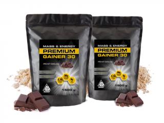 Špeciálna sada 1+1 Gainer Premium Mass & Energy VALKNUT Príchuť: Čokoláda + Čokoláda, Obsah balení: 2 X 1500 G