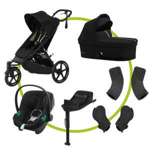 Akční set AVI SPIN Moon Black | black + hluboká korbička + autosedačka Cybex Aton B2 i-Size + základna Cybex Base One + adaptéry na korbičku + adaptéry na autosedačku