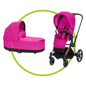 Akční set Cybex Priam - podvozek Rosegold + hluboká korba Fancy pink + Fancy pink sportovní sezení