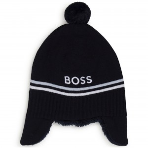 BOSS - bavlněná čepička s oušky NAVY vel. T0