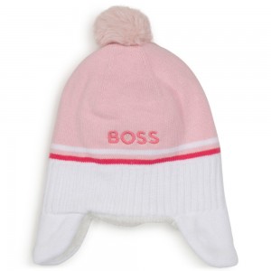 BOSS - bavlněná čepička s oušky PINK PALE vel. T0