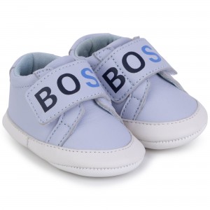 BOSS - Novorozenecké kožené botičky PALE BLUE  6m