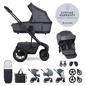 EASYWALKER Set XXL kočárek kombinovaný Harvey5 Air Premium Mineral Grey s příslušenstvím