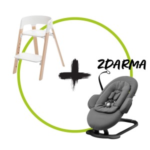 Stokke® Steps™ NATURAL + Zdarma Bouncer Herringbone/ black