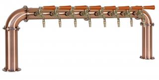 Výčapný stojan U8 medený komplet kohúty guľové ROYAL medailóny LED čelné dochladenie kohútov