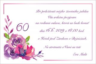 A.T. Pozvánka na oslavu s jubileom a ružovou kyticou