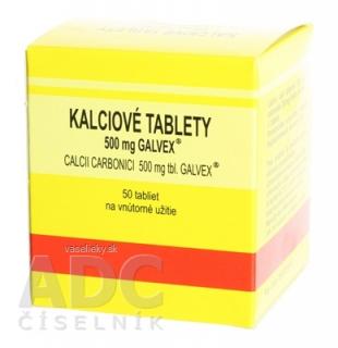 Calcii carbonas Galvex 500 mg (KALCIOVÉ TABLETY) (tbl (obal PE) 1x50 ks)