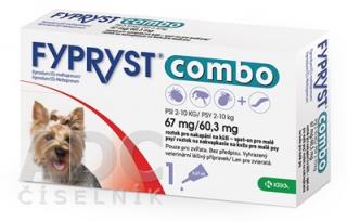 FYPRYST combo 67 mg/60,3 mg PSY 2-10 KG; {roztok na kvapkanie na kožu pre malé psy (pipeta) 1x0,67 ml}