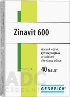 GENERICA Zinavit 600 s limetkovou arómou tbl (vitamín C + Zinok) 1x40 ks