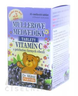 MÜLLEROVE medvedíky - vitamín C tbl s príchuťou čiernych ríbezlí 1x45 ks