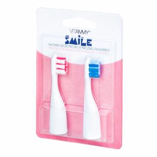 SMILE náhradné násady na detské zubné kefky Smile, 2ks, ružová/modrá