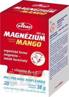 VITAR Magnézium 400 mg + vitamíny B6 a C; {vrecúška s príchuťou manga 1x20 ks}