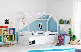 Detská masívna posteľ Domek Farba: Biela