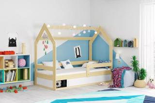 Detská masívna posteľ Domek Farba: Borovica + biela